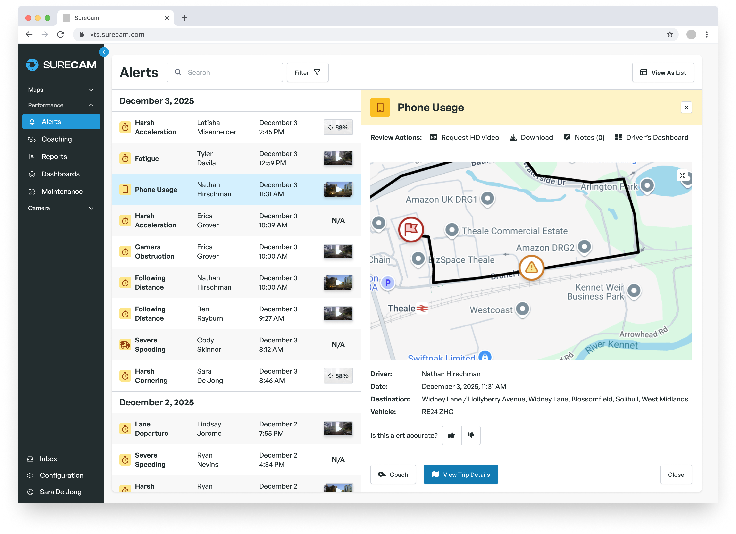 Alerts » List View » Alert Selected » Map Expanded -v Desktop