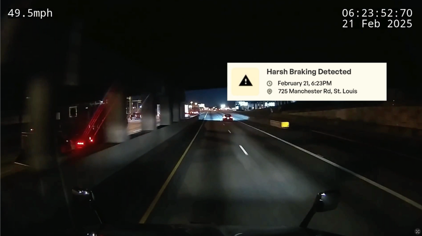 harsh braking ai dash cam alert