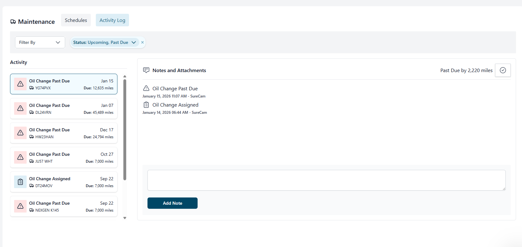 SureCam Maintainance Log